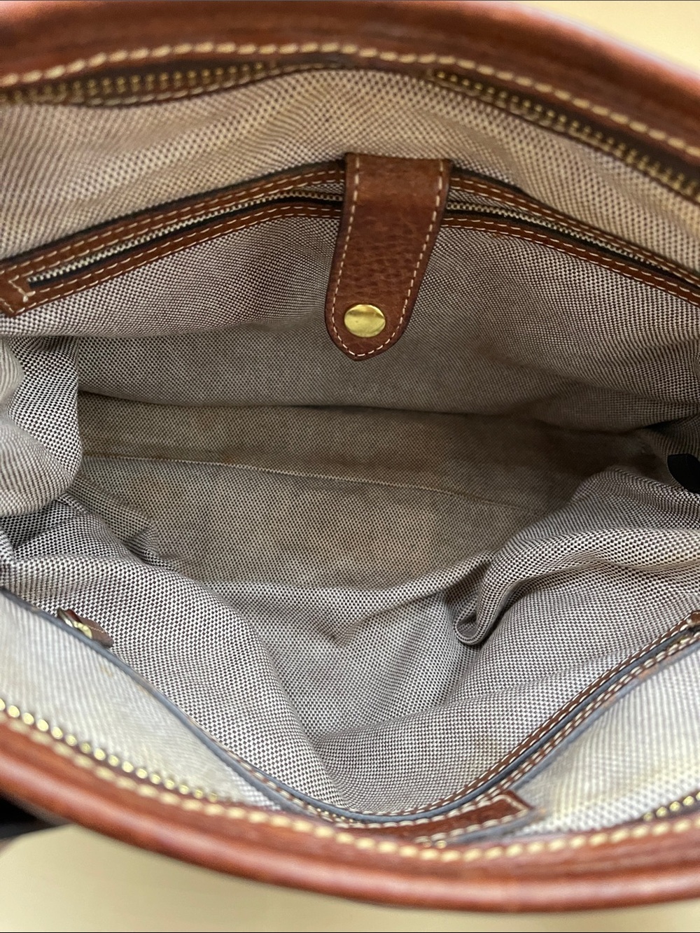 Dooney & Bourke Brown Florentine Vacchetta Leather Dual-Pocket Tote - Picture 7 of 8